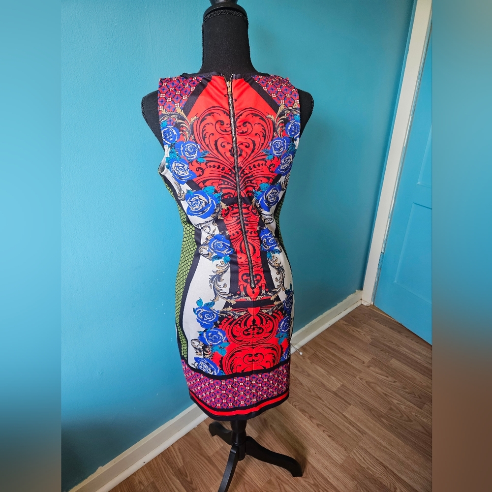 Flying Tomato Mosaic stretch printed dress size L - Picture 6 of 7